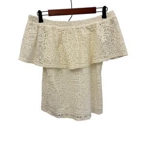 Jun & Ivy Cream White Off The Should Lace Blouse Size Women's XS